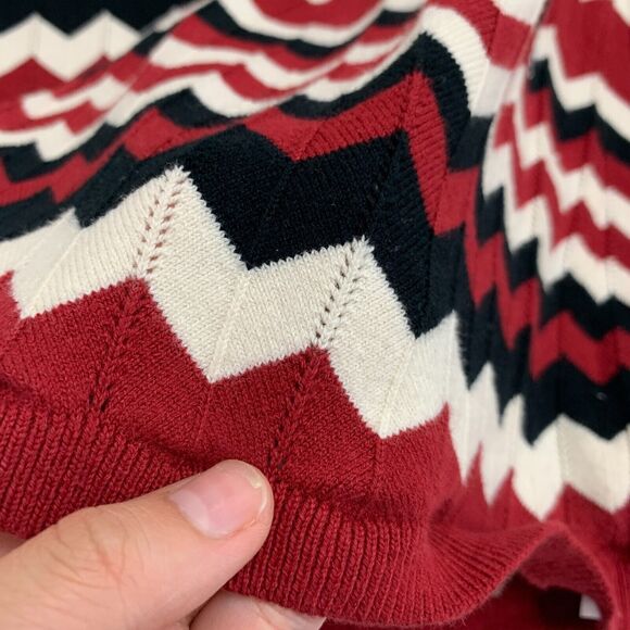 Forever 21 Sweater Bodycon Dress Women L Large Red White Chevron Sleeveless Knit - Picture 10 of 16